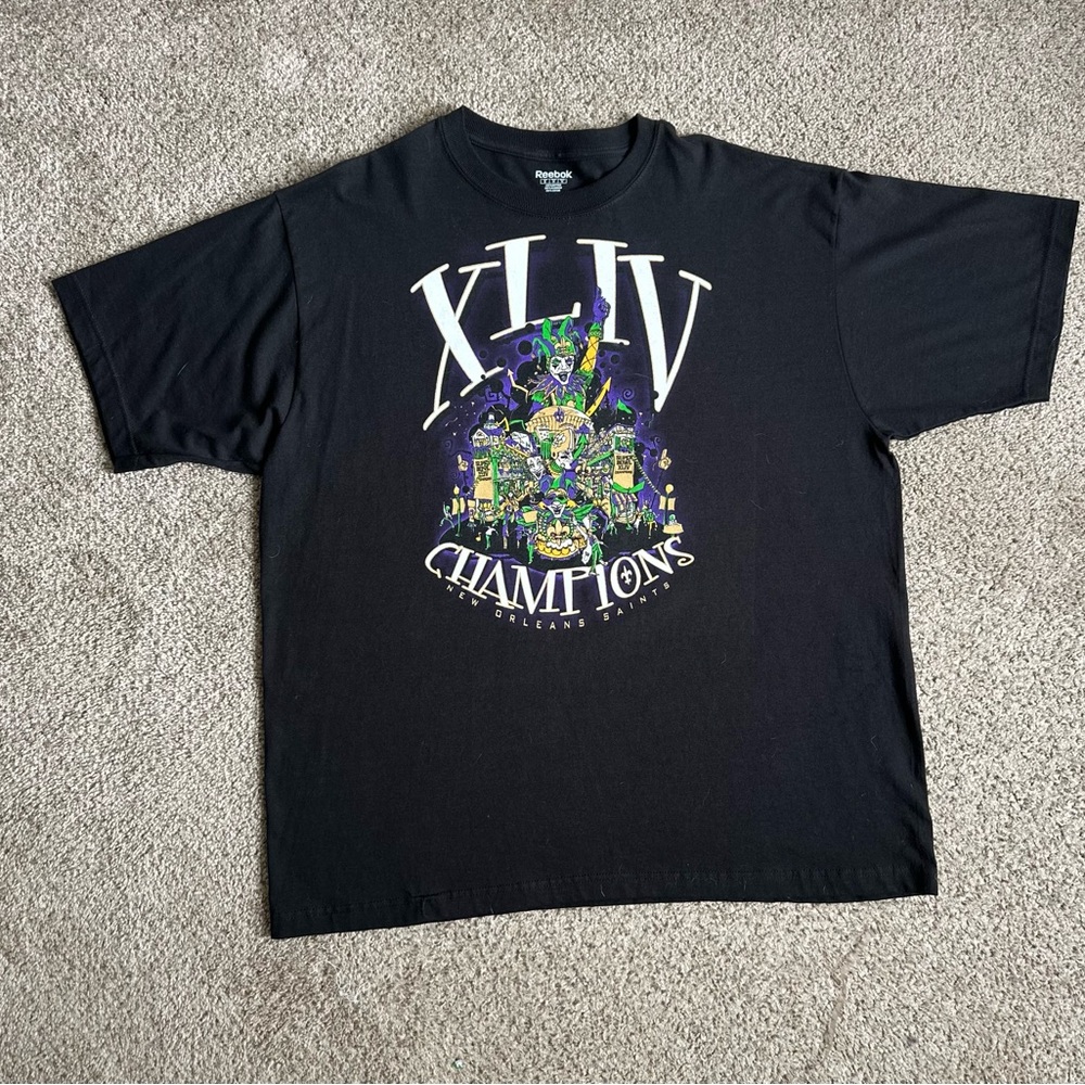 New Orleans Saints Super Bowl 44 Champions Black XL T-Shirt Reebok